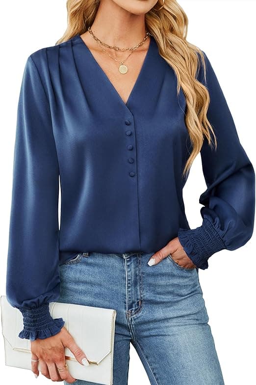 satin shirt blue