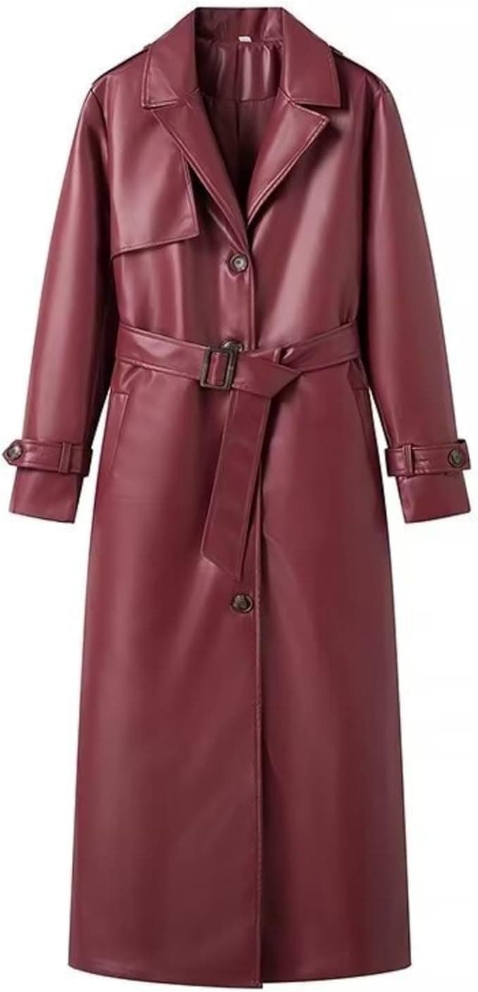 trench leather red